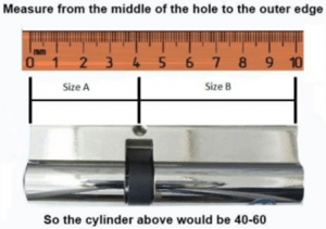 Image of Euro cylinder being measured